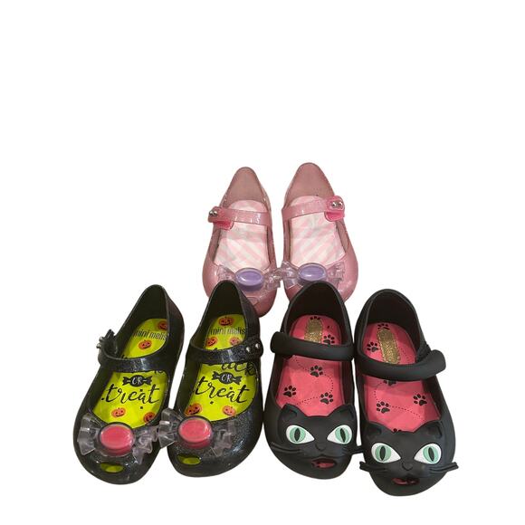 Mini Melissa 7C Shoes Bundle Trick or Treat Pink Black Cat Mary Jane HTF VGUC - Picture 7 of 12